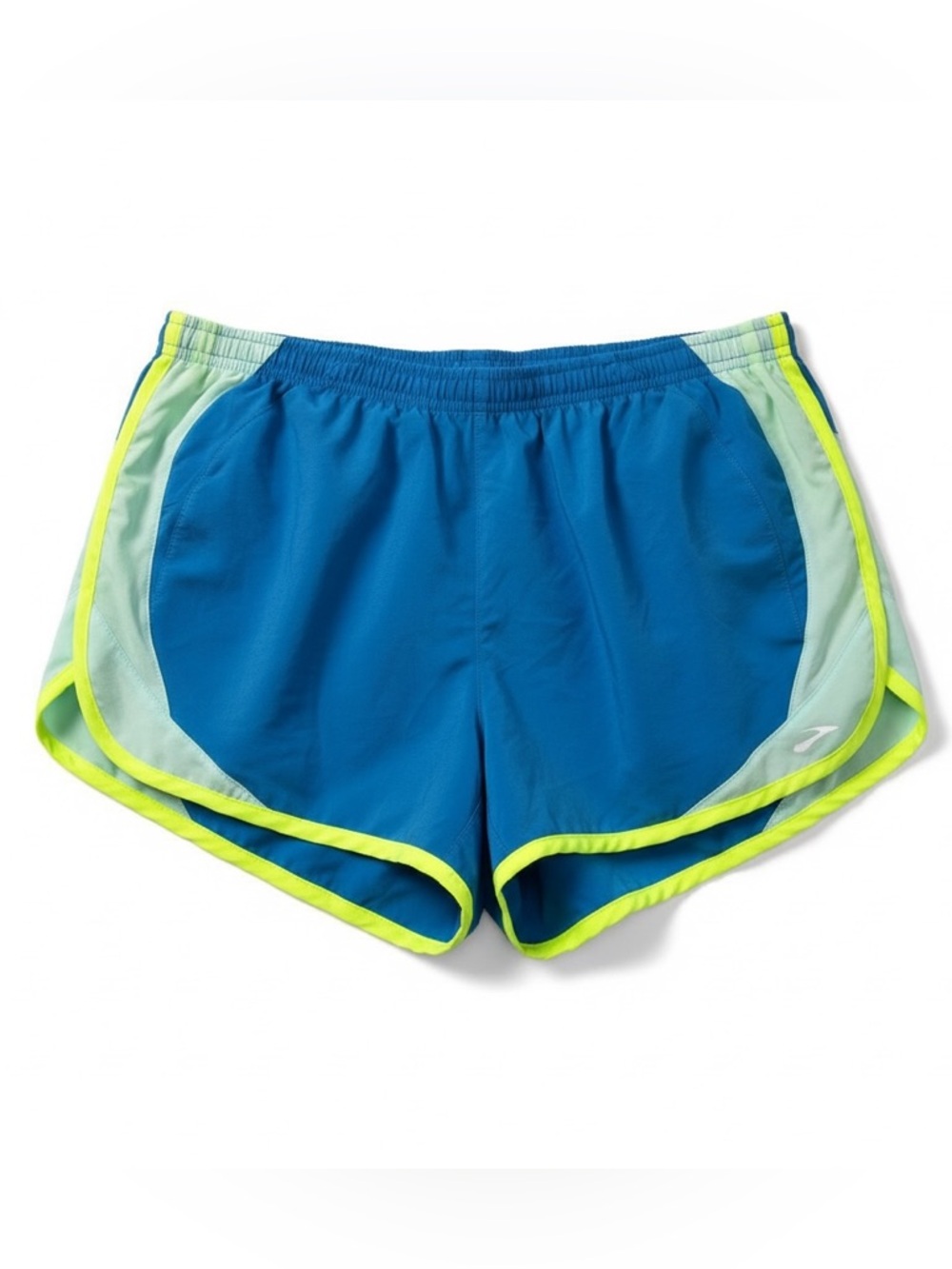 Brooks | Lined Running Shorts with Side Pockets Blue and Neon Yellow | L